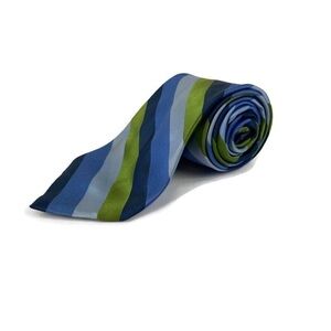 Croft & Barrow Mens Tie Blue Green Striped Silk